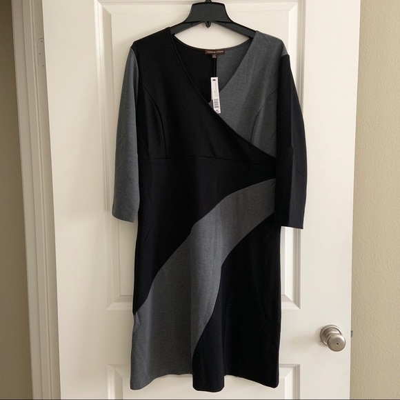 Adrienne Vittadini Dresses & Skirts - Adrianne Vittadini Black Gray Vneck Dress XL 3/4
